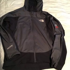 North face men’s zip hood jacket grey/blk- small
